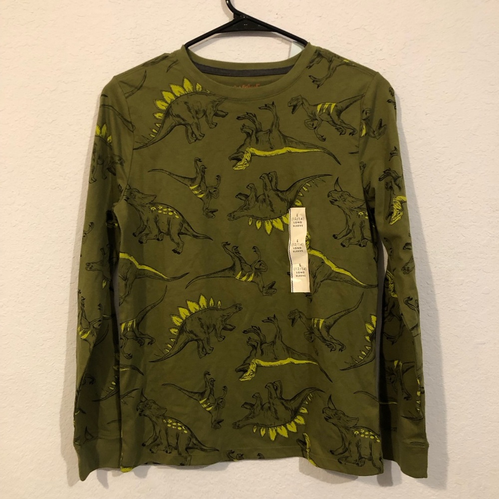 Cat & Jack Green Dinosaur Long Sleeve Shirt